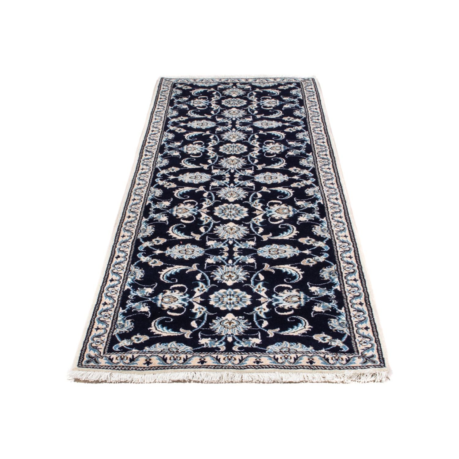 Alfombra persa - Nain - 134 x 71 cm - azul oscuro
