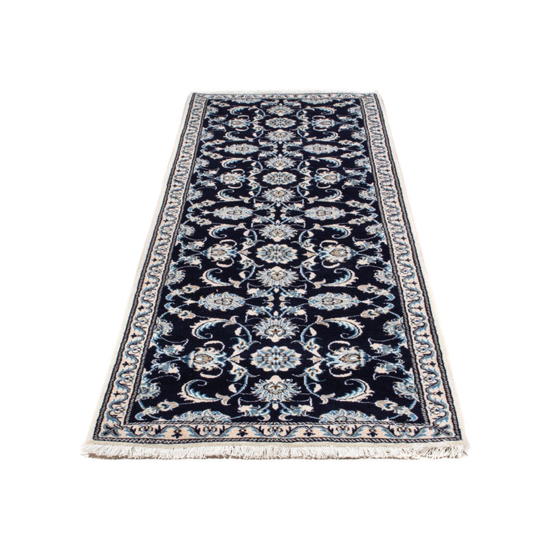 Alfombra persa - Nain - 134 x 71 cm - azul oscuro