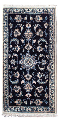 Alfombra persa - Nain - 141 x 72 cm - azul oscuro