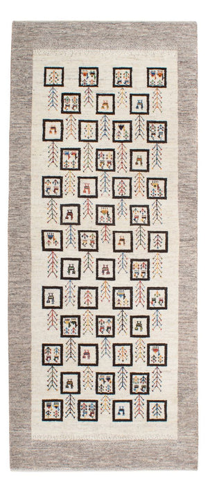 Alfombra de pasillo Alfombra Gabbeh - Loribaft Persa - 199 x 87 cm - natural