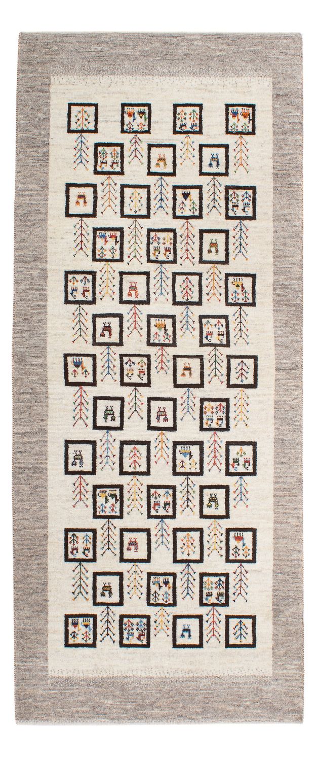 Alfombra de pasillo Alfombra Gabbeh - Loribaft Persa - 199 x 87 cm - natural
