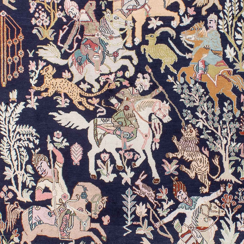 Alfombra de seda - Seda de Cachemira - 215 x 133 cm - azul oscuro