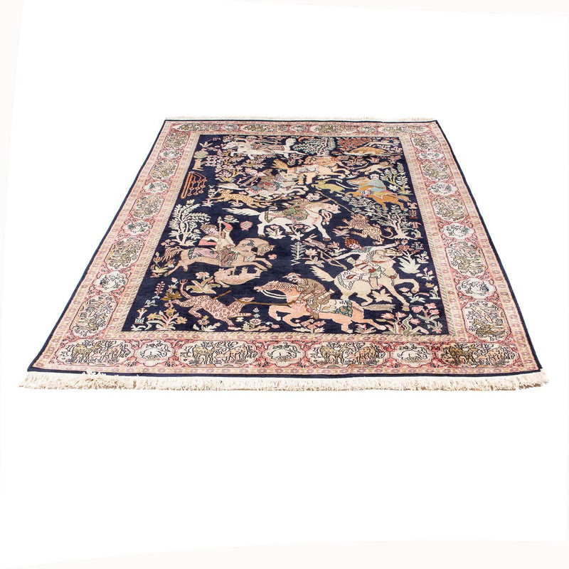 Alfombra de seda - Seda de Cachemira - 215 x 133 cm - azul oscuro