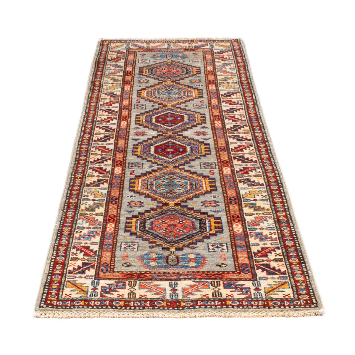 Alfombra de pasillo Alfombra Ziegler - Kazak - 228 x 74 cm - azul claro