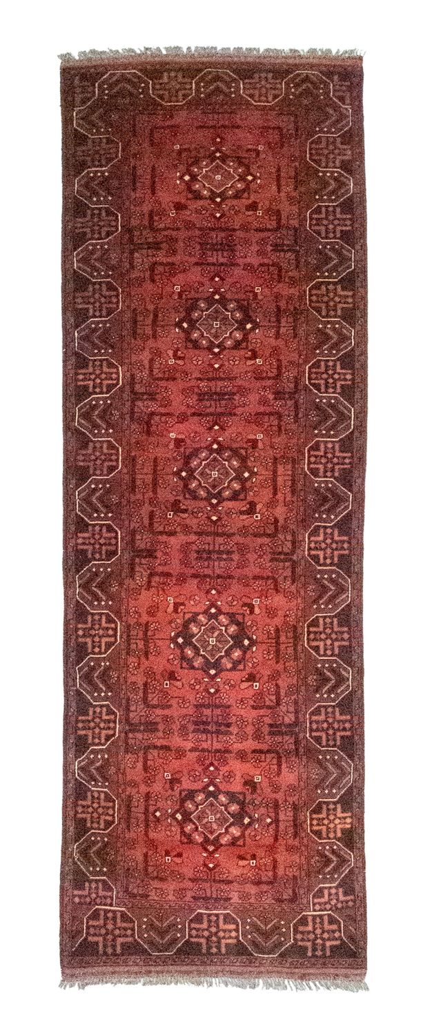 Alfombra de pasillo Alfombra afgana - Kunduz - 288 x 78 cm - rojo