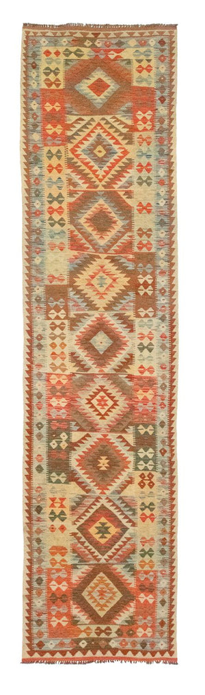 Alfombra de pasillo Alfombra Kelim - Oriental - 395 x 84 cm - marrón