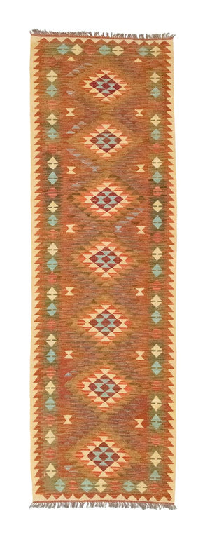 Alfombra de pasillo Alfombra Kelim - Oriental - 300 x 80 cm - marrón