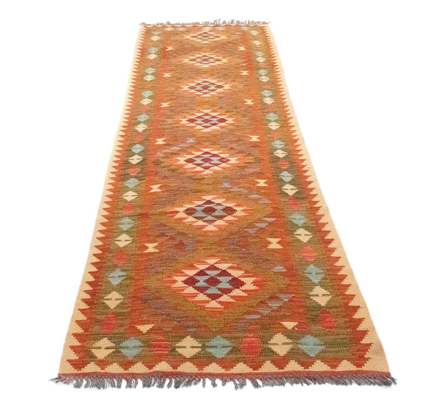 Alfombra de pasillo Alfombra Kelim - Oriental - 300 x 80 cm - marrón