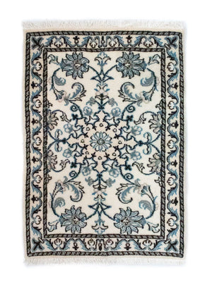 Alfombra persa - Nain - 82 x 54 cm - blanco natural