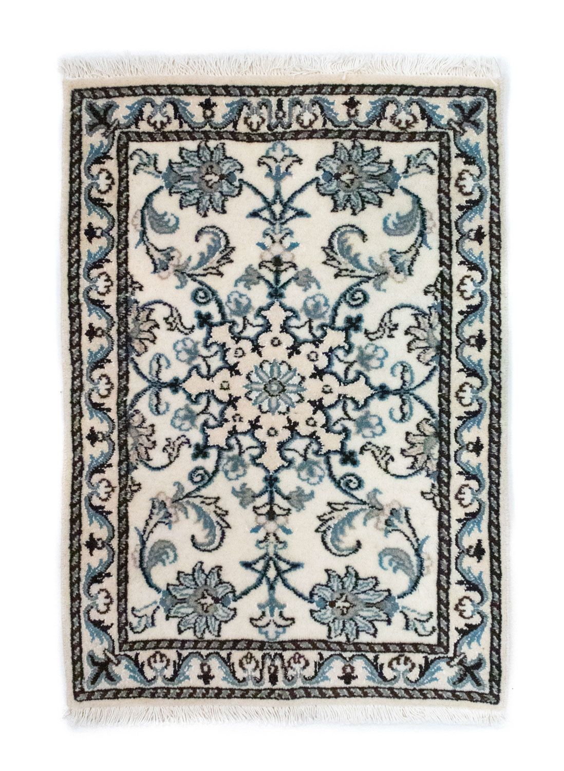 Alfombra persa - Nain - 82 x 54 cm - blanco natural