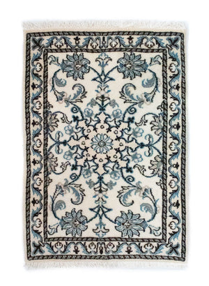 Alfombra persa - Nain - 82 x 54 cm - blanco natural