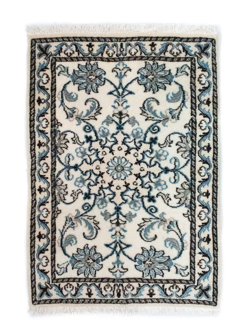 Alfombra persa - Nain - 82 x 54 cm - blanco natural