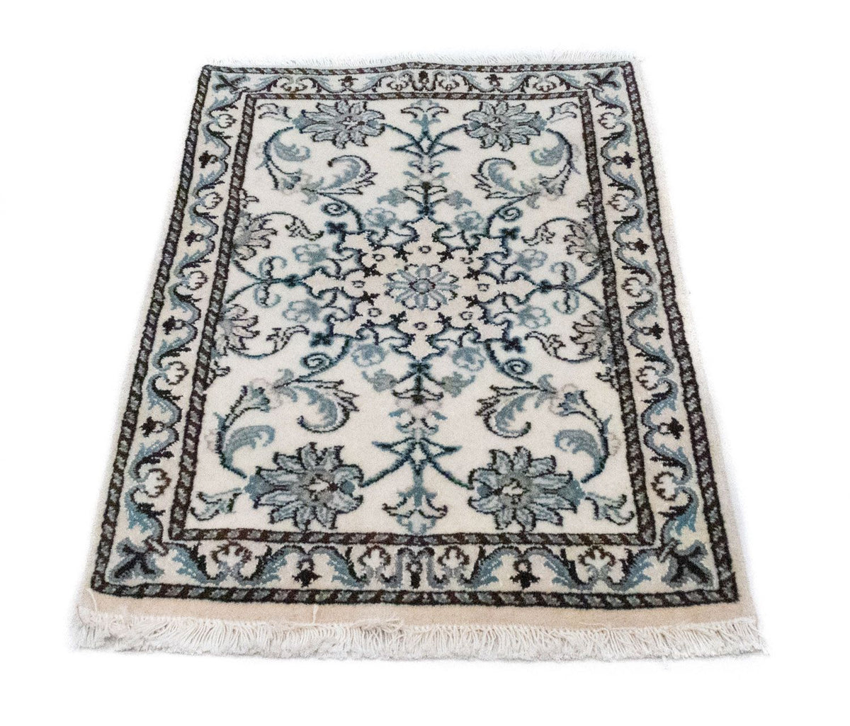Alfombra persa - Nain - 82 x 54 cm - blanco natural