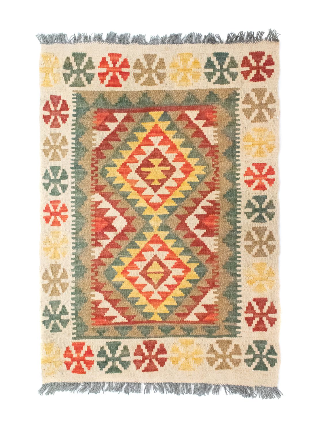 Alfombra Kelim - Oriental - 90 x 60 cm - verde