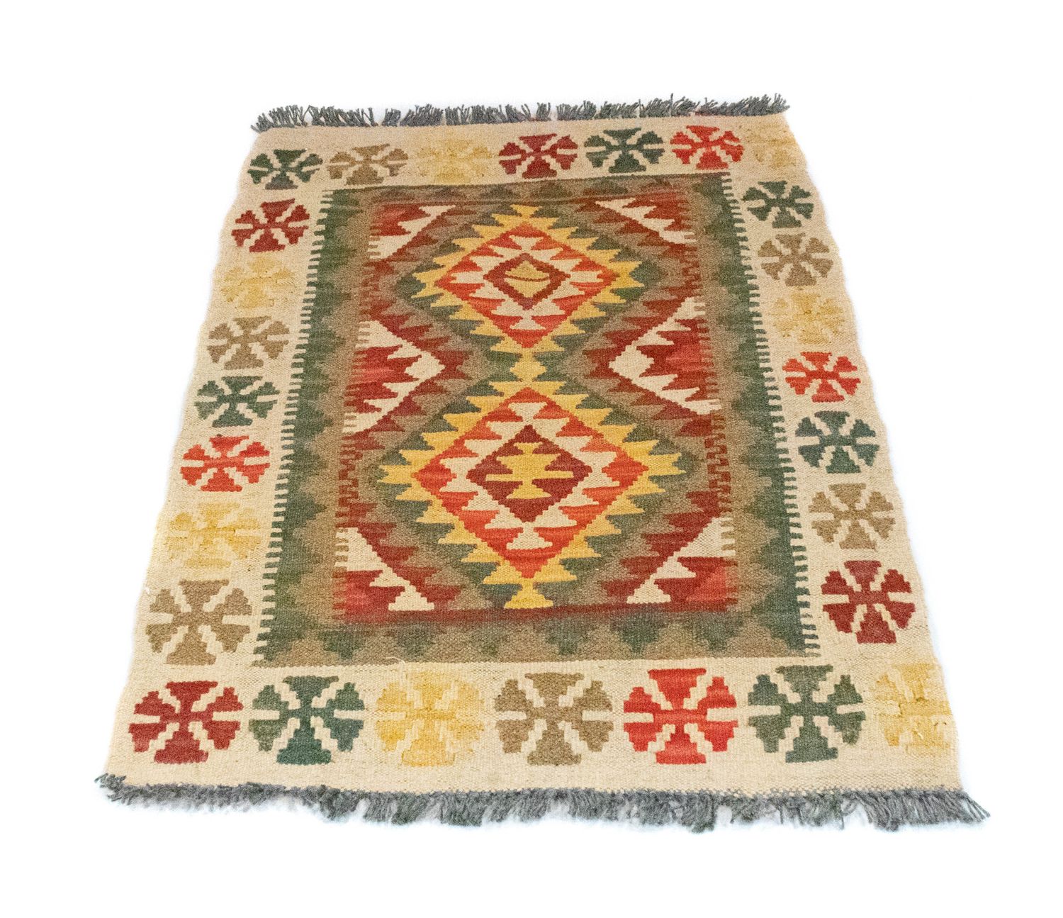 Alfombra Kelim - Oriental - 90 x 60 cm - verde