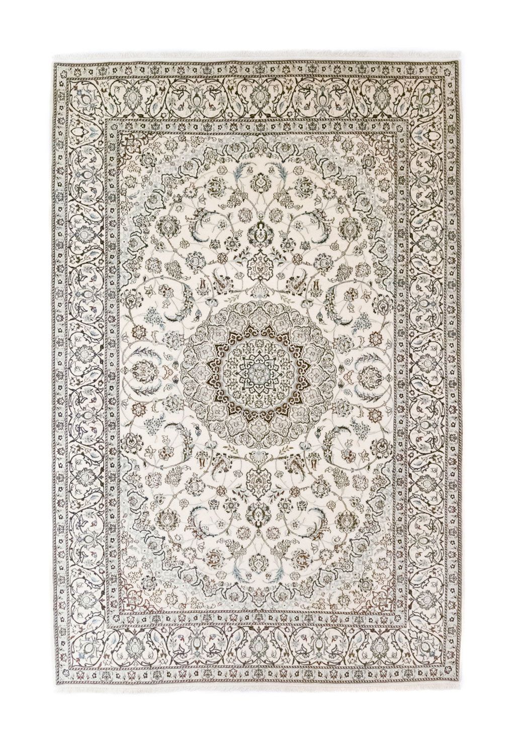 Alfombra Persa - Nain - Real - 304 x 200 cm - blanco natural