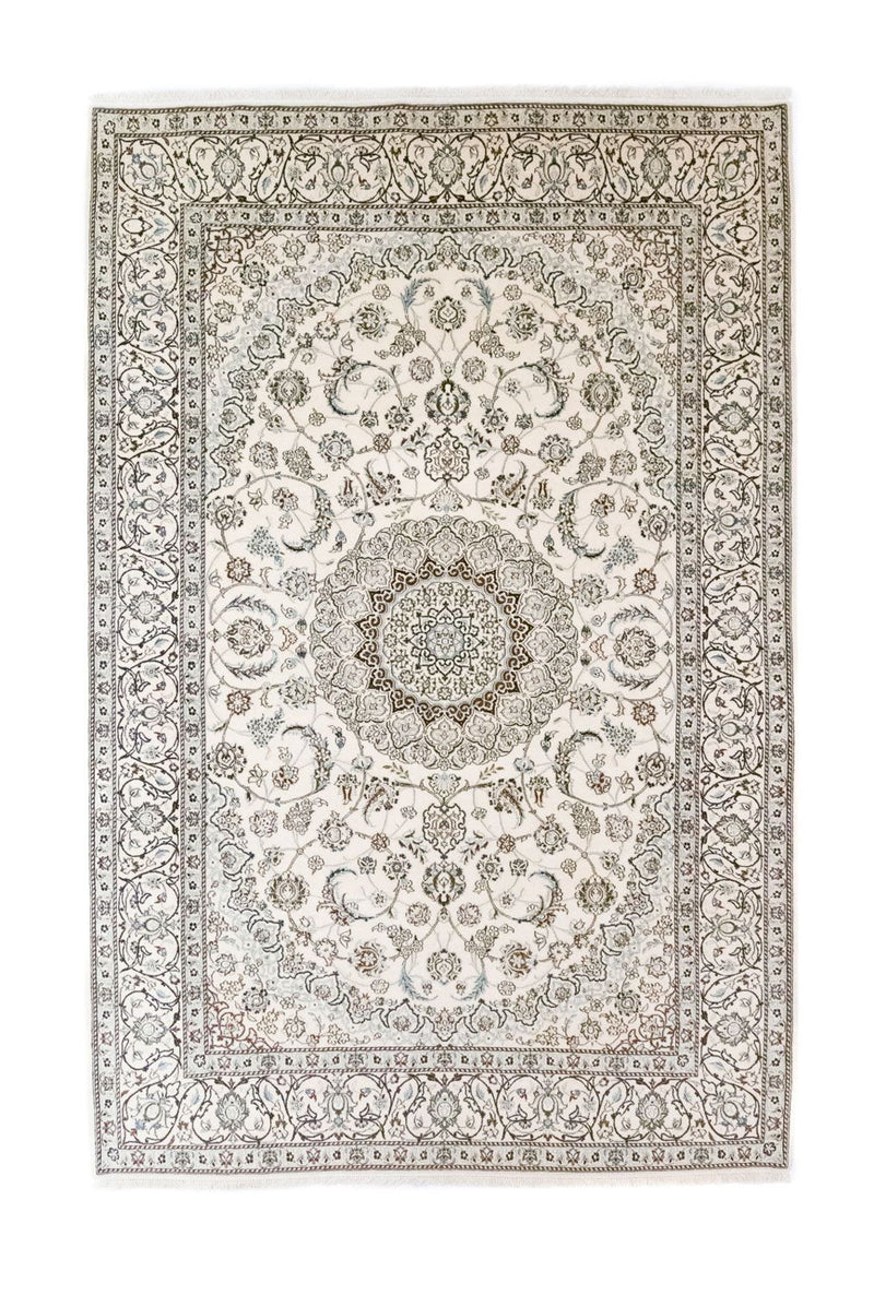 Alfombra Persa - Nain - Real - 304 x 200 cm - blanco natural