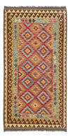 Kilim Maimana Alfombra 107x201cm - Alfombra de lana - Alfombra de pasillo / Multicolor / 107 x 201 cm Alfombra de pasillo