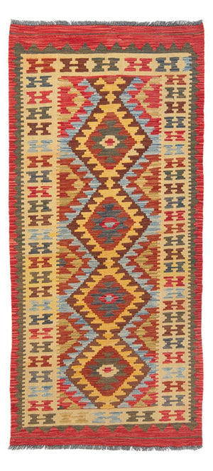 Alfombra de pasillo Alfombra Kelim - Splash - 201 x 94 cm - multicolor