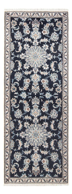 Alfombra de pasillo Alfombra persa - Nain - 210 x 79 cm - azul oscuro