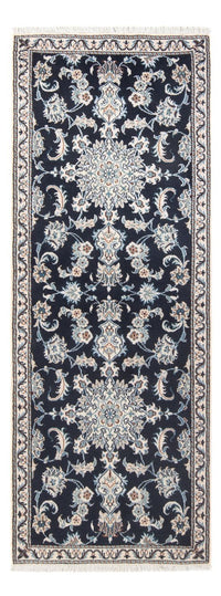 Alfombra de pasillo Alfombra persa - Nain - 210 x 79 cm - azul oscuro