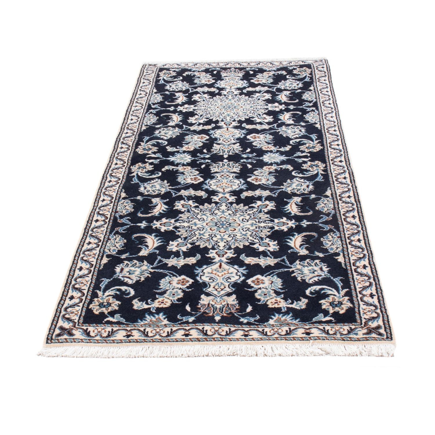 Alfombra de pasillo Alfombra persa - Nain - 210 x 79 cm - azul oscuro