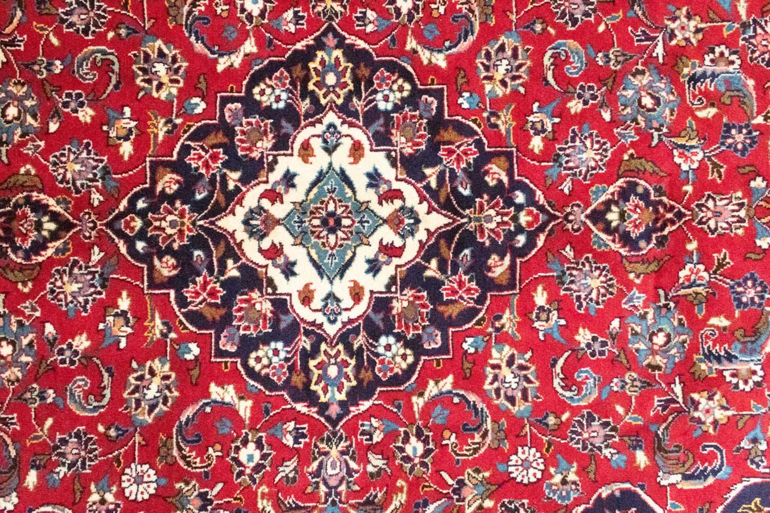 Alfombra persa - Keshan - 251 x 146 cm - rojo