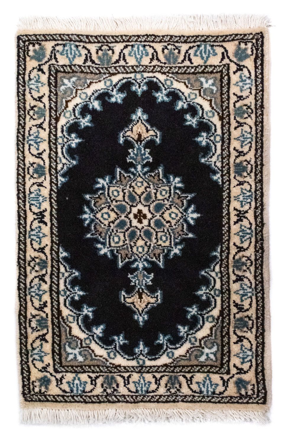 Alfombra persa - Nain - 60 x 40 cm - azul oscuro