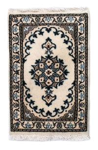 Alfombra persa - Nain - 60 x 40 cm - blanco natural
