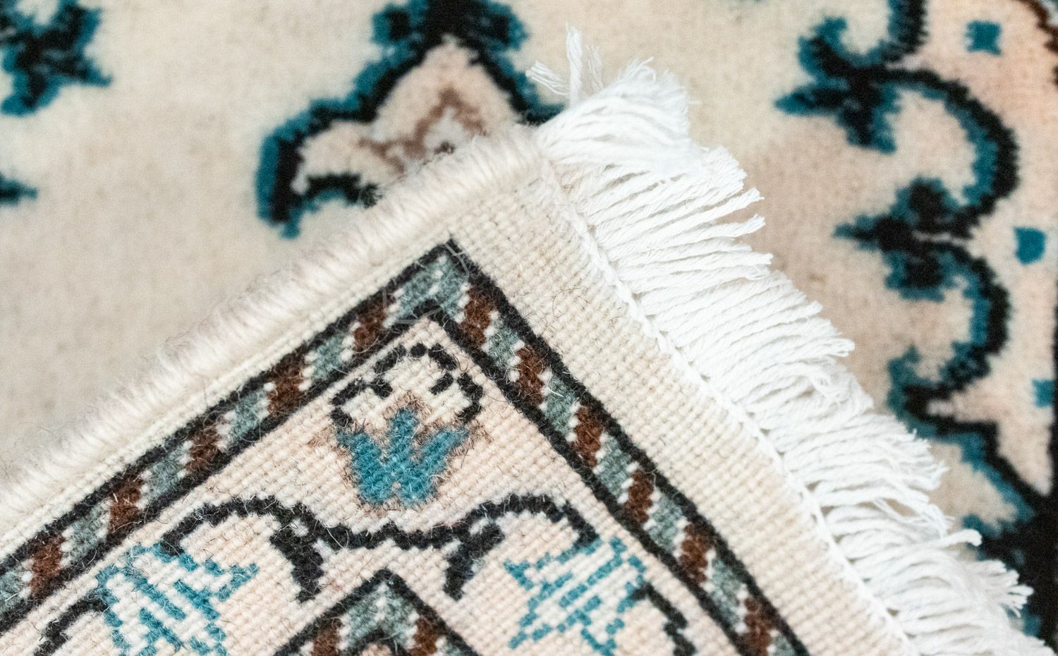 Alfombra persa - Nain - 60 x 40 cm - blanco natural