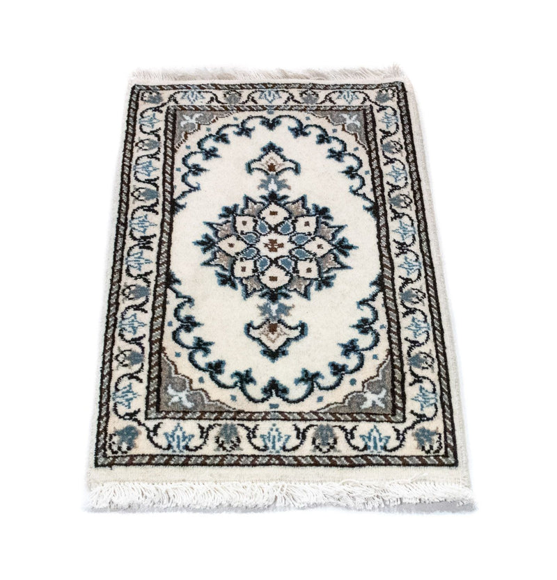 Alfombra persa - Nain - 60 x 40 cm - blanco natural