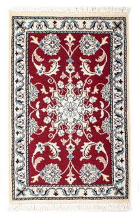 Alfombra persa - Nain - 89 x 56 cm - rojo oscuro