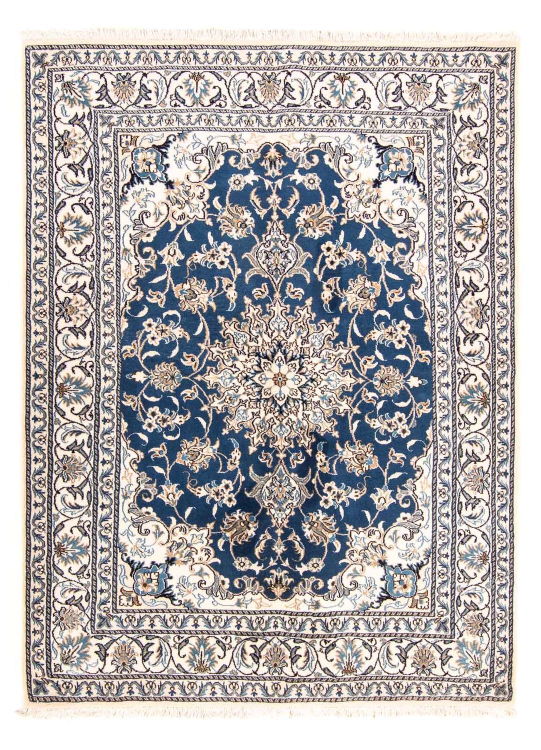 Alfombra persa - Nain - 198 x 149 cm - azul oscuro