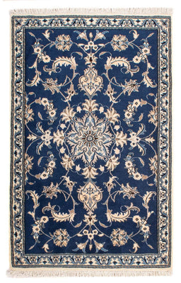 Alfombra persa - Nain - 140 x 87 cm - azul oscuro