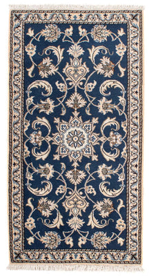 Alfombra persa - Nain - 140 x 70 cm - azul oscuro