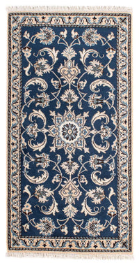 Alfombra persa - Nain - 135 x 68 cm - azul oscuro