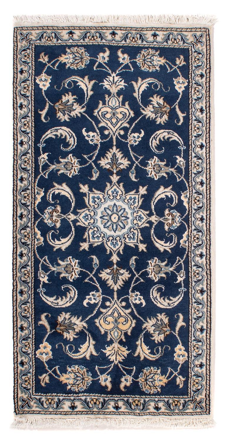 Alfombra persa - Nain - 135 x 67 cm - azul oscuro