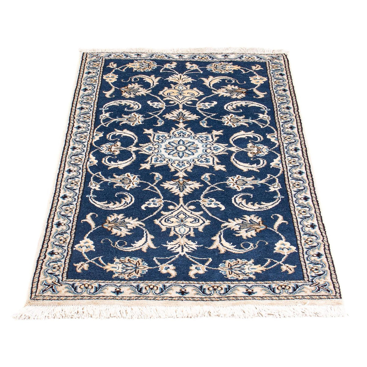 Alfombra persa - Nain - 135 x 67 cm - azul oscuro