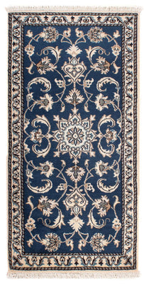 Alfombra persa - Nain - 139 x 68 cm - azul oscuro