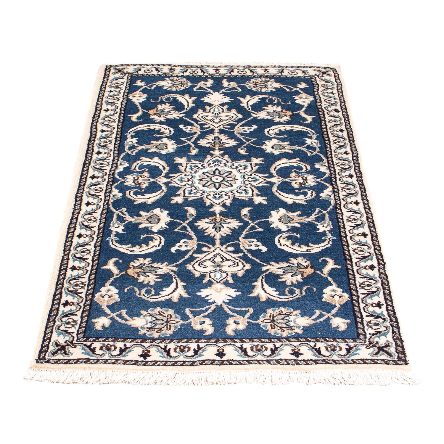 Alfombra persa - Nain - 139 x 68 cm - azul oscuro