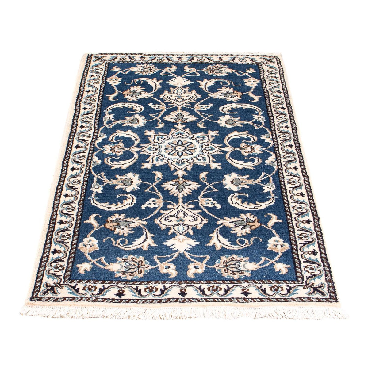 Alfombra persa - Nain - 139 x 68 cm - azul oscuro