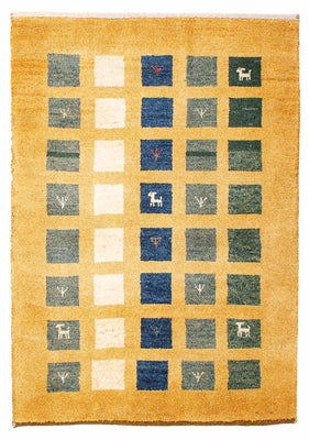 Alfombra Gabbeh - Loribaft Persa - 118 x 84 cm - amarillo mostaza