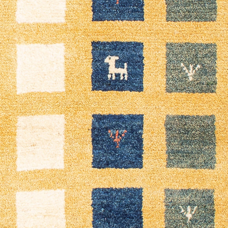 Alfombra Gabbeh - Loribaft Persa - 118 x 84 cm - amarillo mostaza