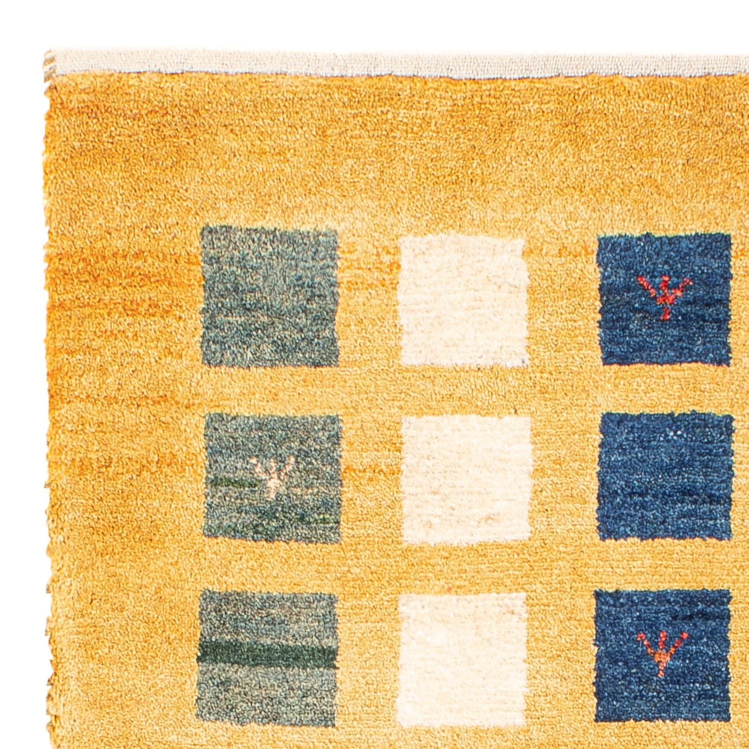 Alfombra Gabbeh - Loribaft Persa - 118 x 84 cm - amarillo mostaza