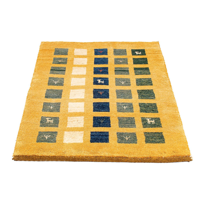 Alfombra Gabbeh - Loribaft Persa - 118 x 84 cm - amarillo mostaza