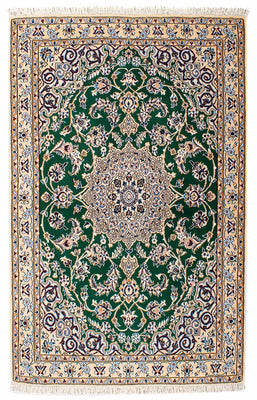 Alfombra Persa - Nain - Real - 148 x 101 cm - verde oscuro