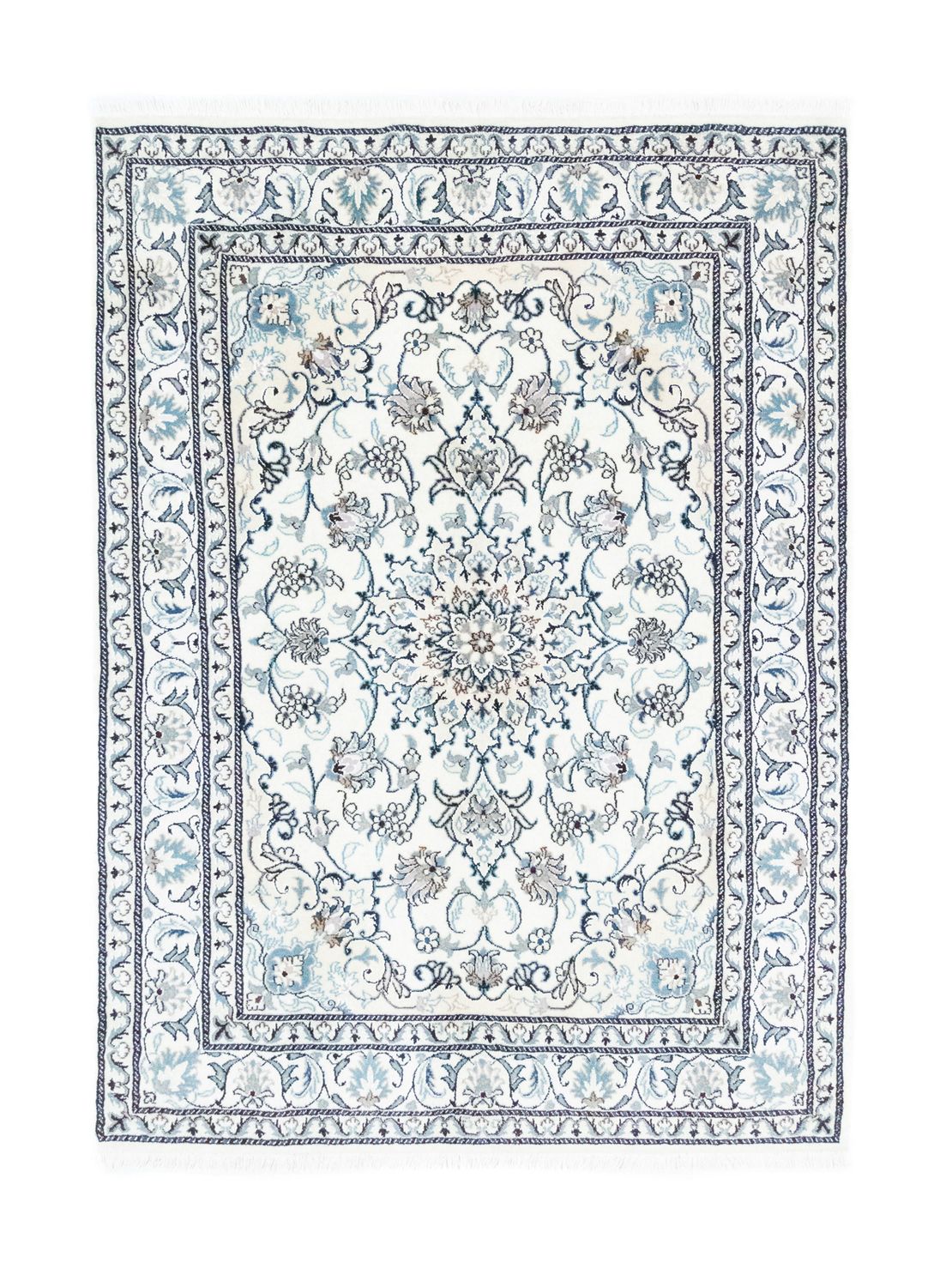 Alfombra persa - Nain - 200 x 144 cm - blanco natural