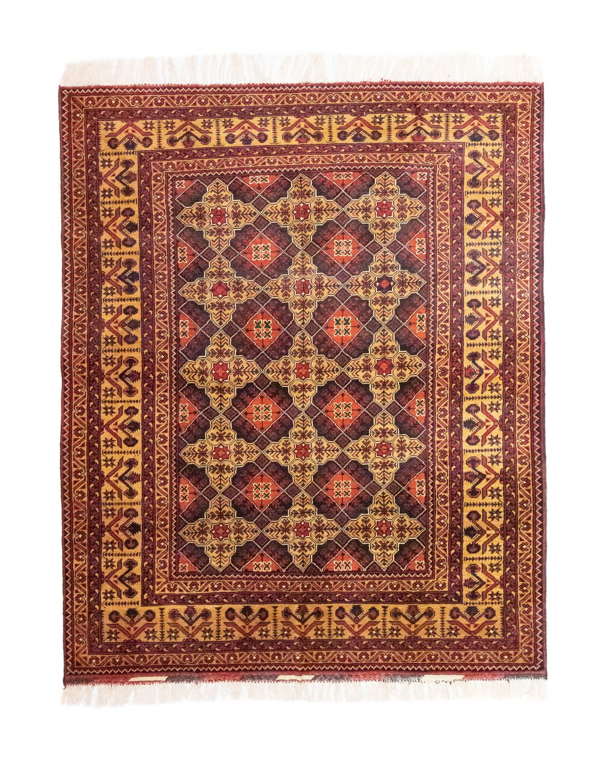 Alfombra afgana - 195 x 153 cm - marrón