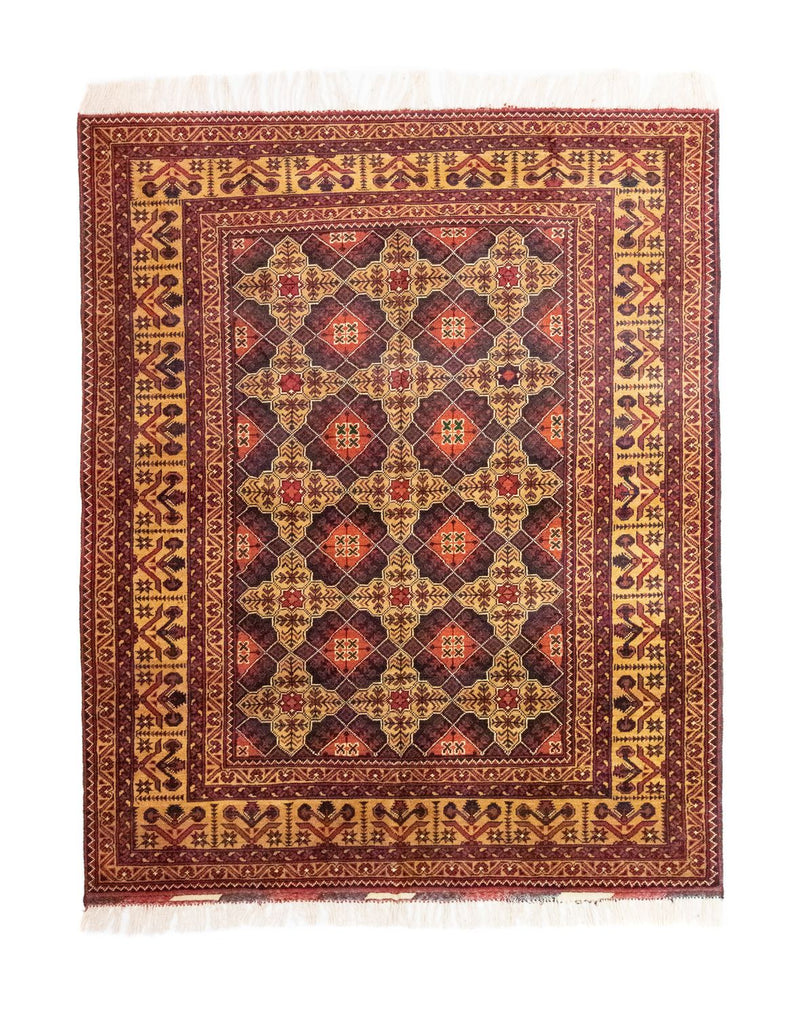 Alfombra afgana - 195 x 153 cm - marrón