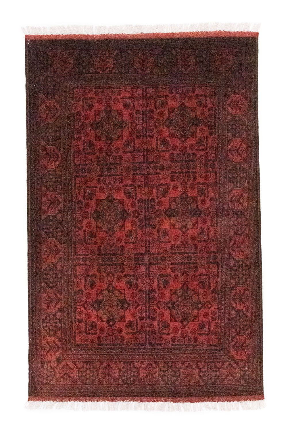 Alfombra afgana - Kunduz - 197 x 126 cm - rojo